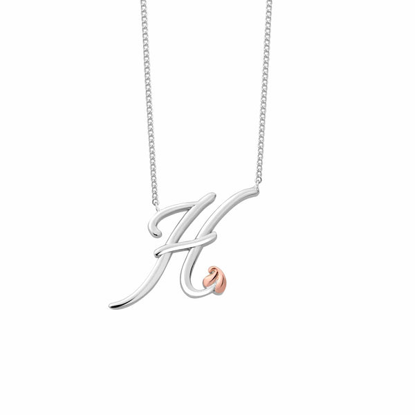 14K Yellow Rose White Gold Diamond Letter H Initial Pendant Necklace –  BringJoyCollection